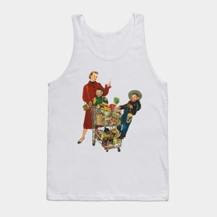 Retro Mom Grocery Shopping with Kids Tank Top